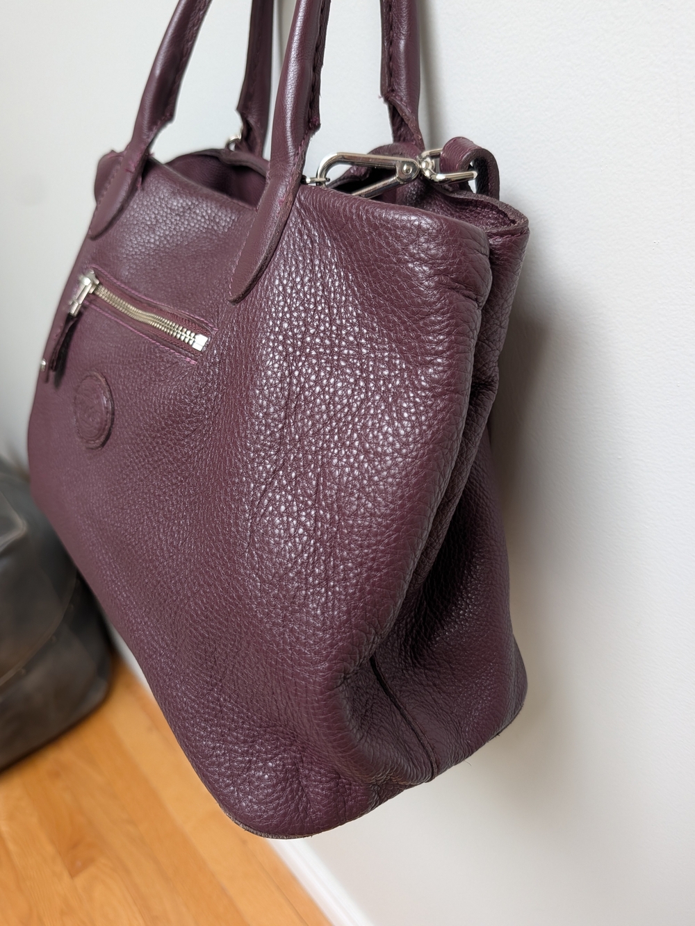 Vintage Roots Leather Satchel Burgundy/Plum - Picture 3 of 15